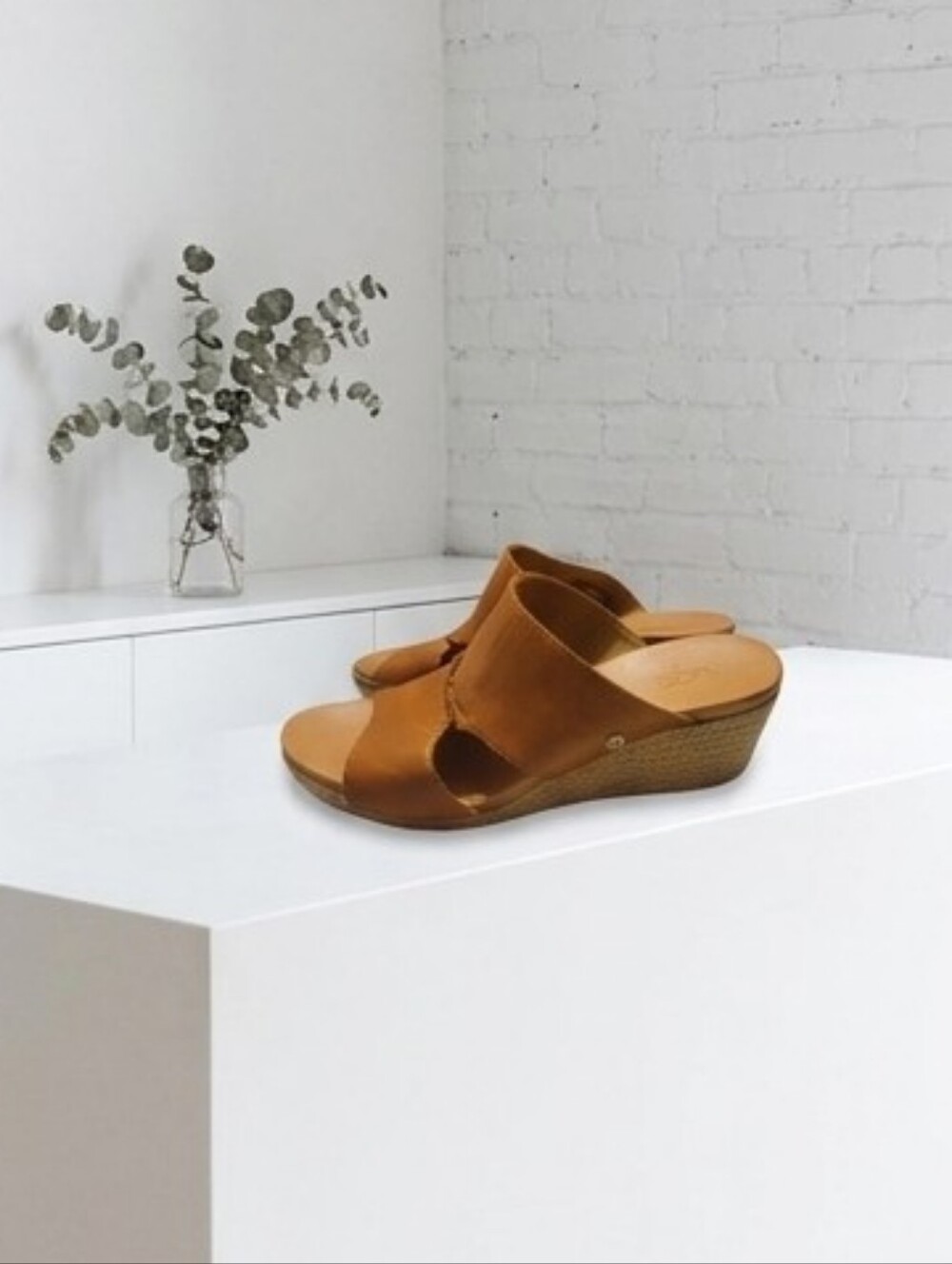 UGG Brown Leather Slip-On Mules